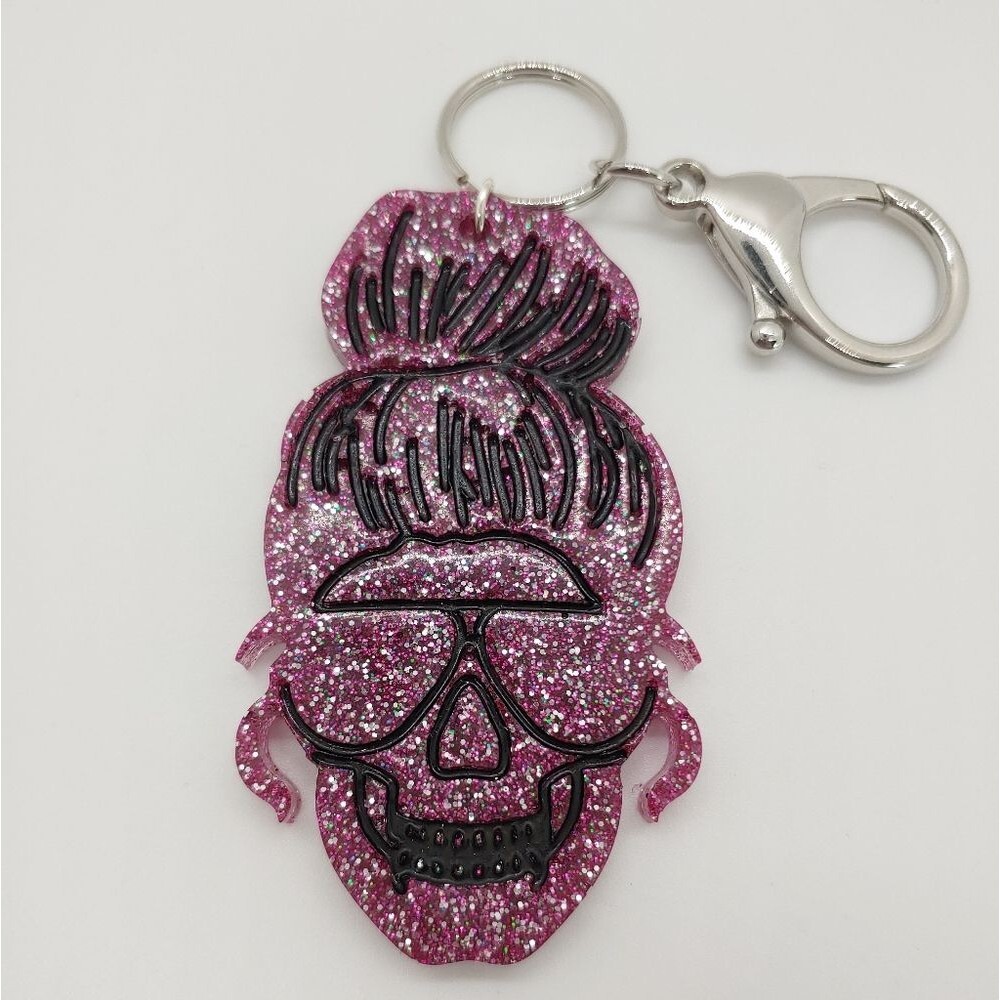 Keychain Women's Skull Glitter